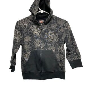 Harley Davidson‎ Motorcycle Youth Kids Full Zip Hooded Sweatshirt Black S 6/8